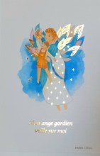 Image de ange gardien avec de la dorure - image souvenir de baptême